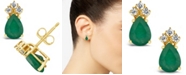 Macy's Emerald (1-3/8 ct. t.w.) and Diamond (1/8 ct. t.w.) Stud Earrings in 14k Yellow Gold (Also in Sapphire)